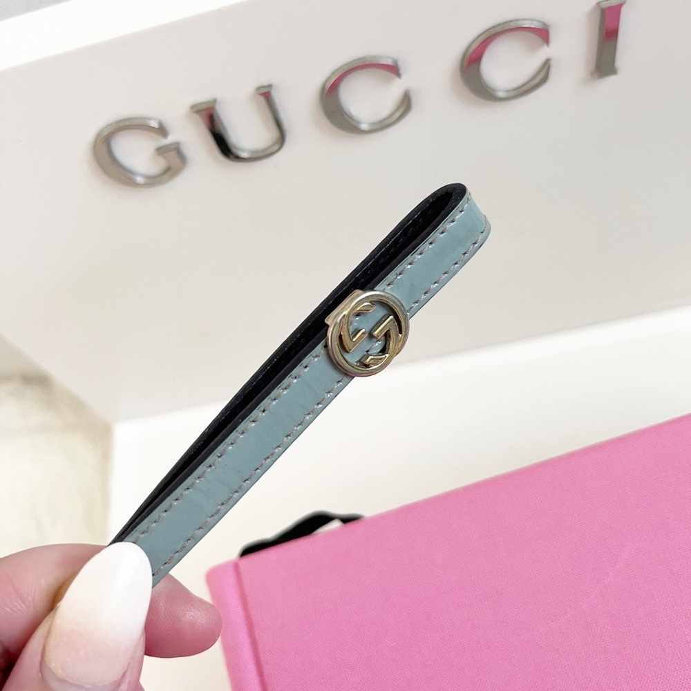 Authentic Gucci Tiffany Blue Patent Leather GG Logo Lanyard / Keychain - Picture 10 of 15